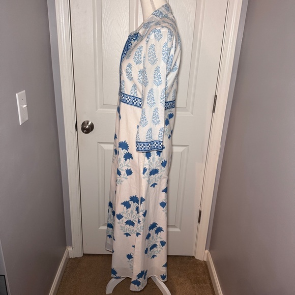 Oliphant Exclusive Jaipur Blue Maxi Shirt Dress - Picture 4 of 14
